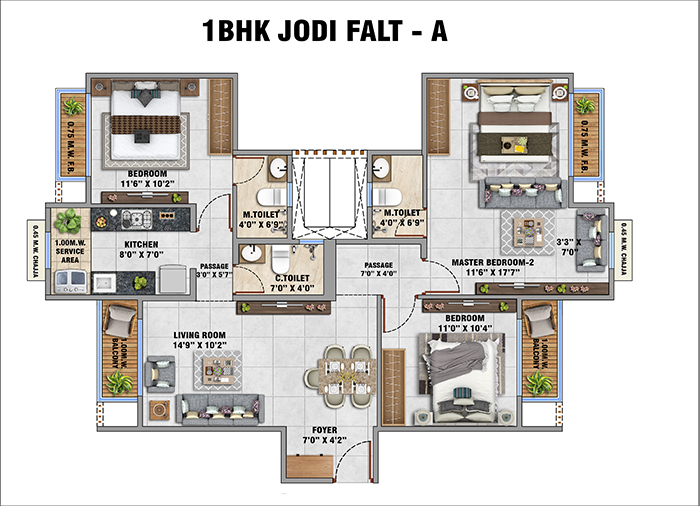 Point View Airoli Floor Plan - 3.5 BHK
